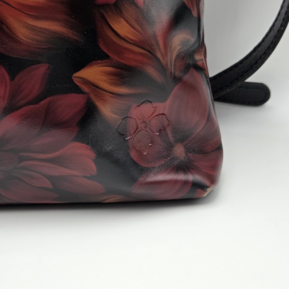 Patricia Nash Salina Floral Crossbody Bag In English Rose Medium Red & Black - Picture 8 of 16
